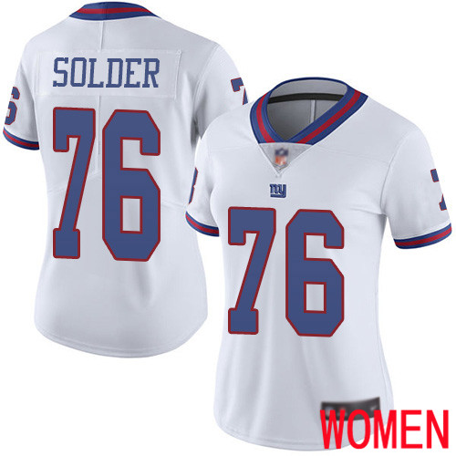 Women New York Giants #76 Nate Solder Limited White Rush Vapor Untouchable Football NFL Jersey